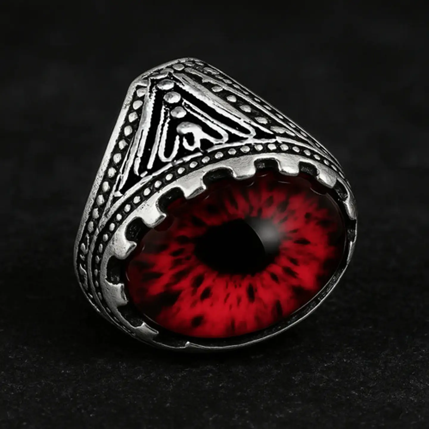 Anillo Gótico Hombre Mujer Con Ojo Del Mal Rock Color Plata 18