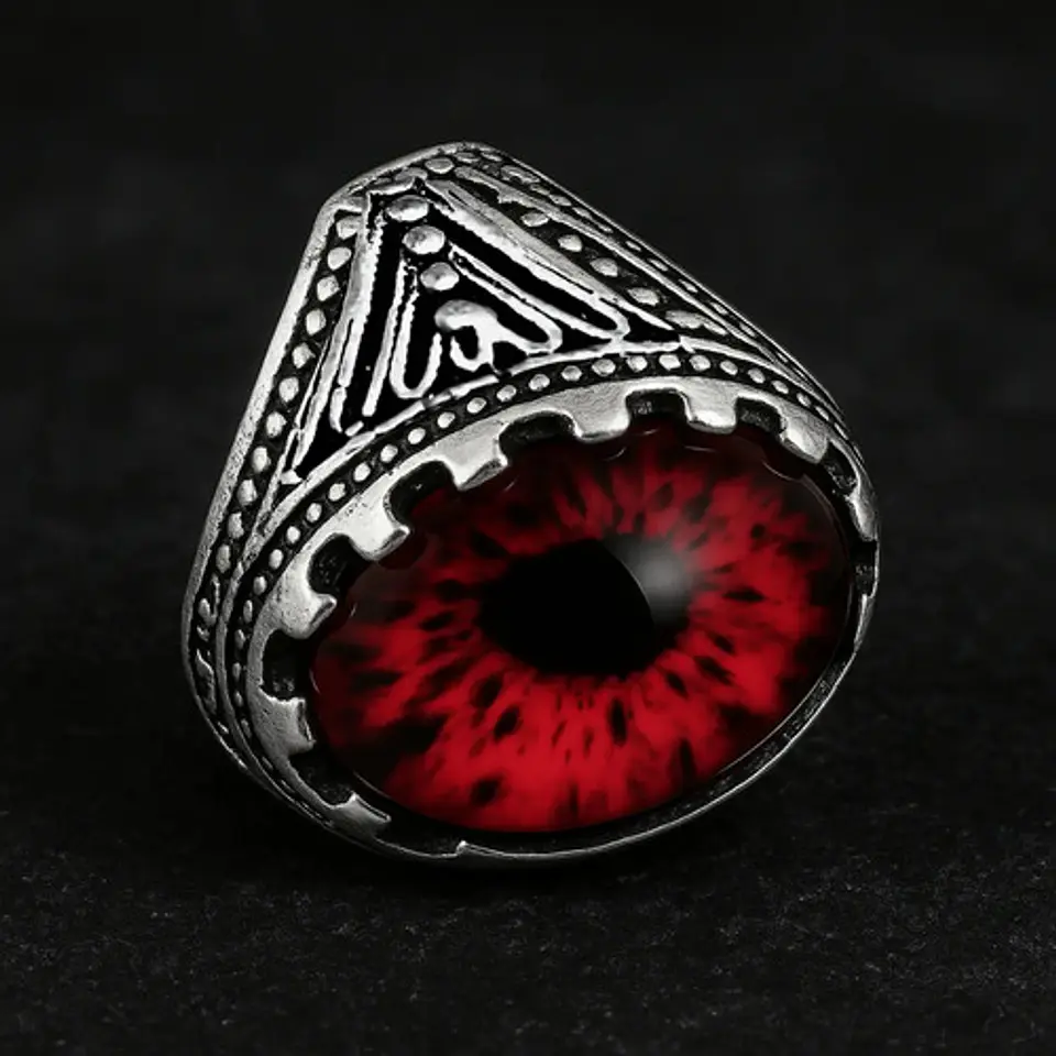 Anillo Gótico Hombre Mujer Con Ojo Del Mal Rock Color Plata 18