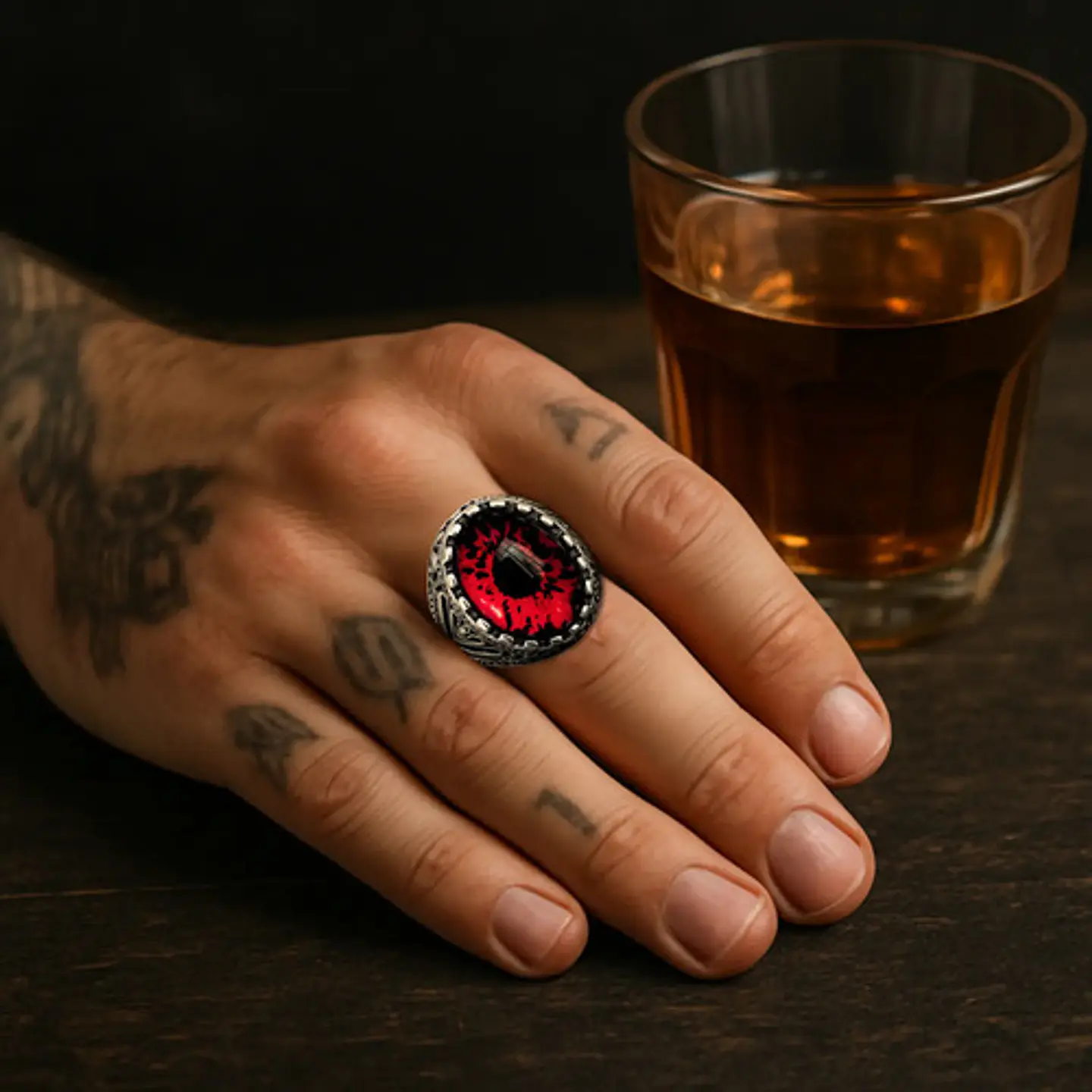 Anillo Gótico Hombre Mujer Con Ojo Del Mal Rock Color Plata 20