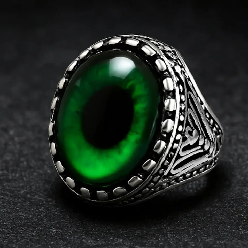 Anillo Gótico Hombre Mujer Con Ojo Del Mal Rock Color Plata 23
