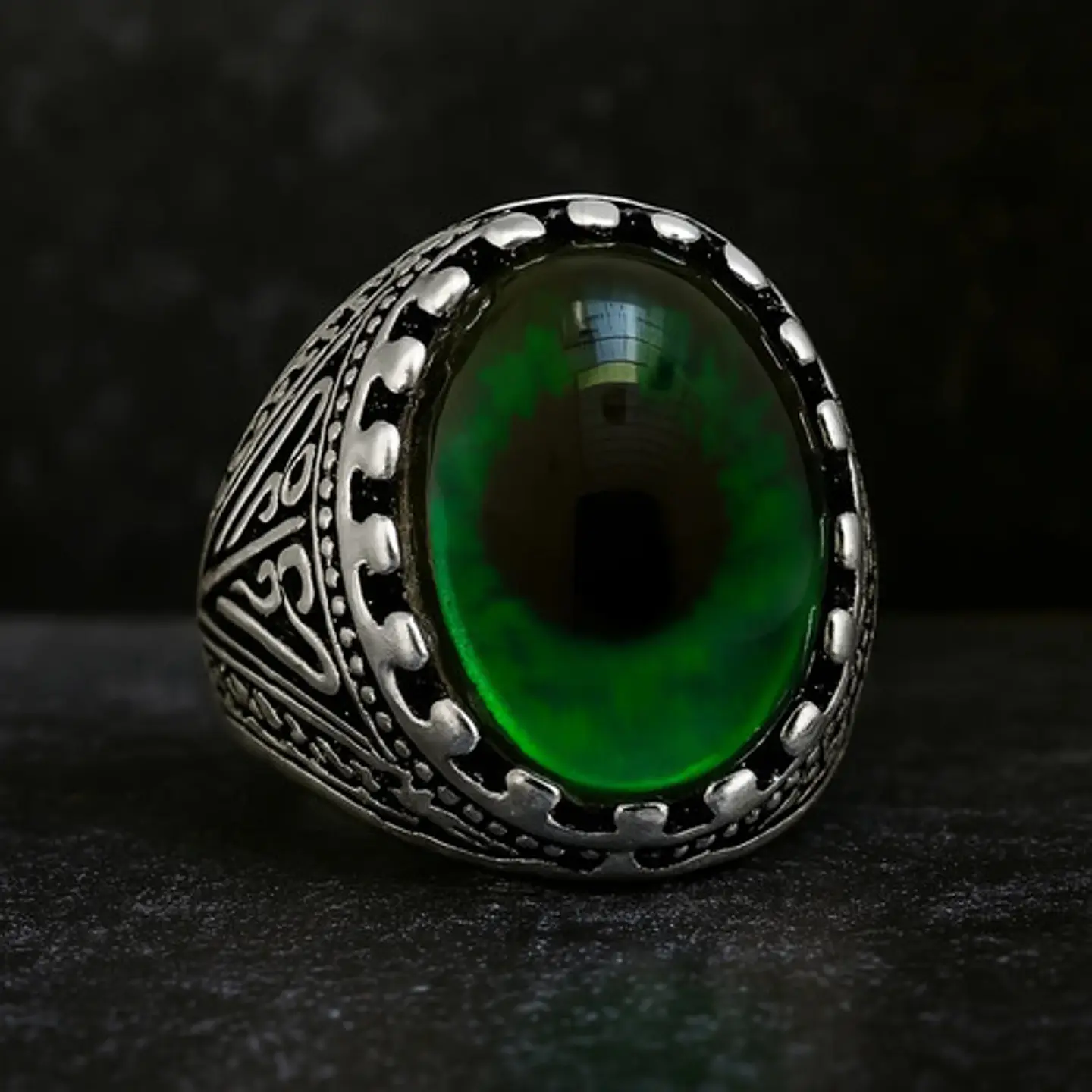 Anillo Gótico Hombre Mujer Con Ojo Del Mal Rock Color Plata 24