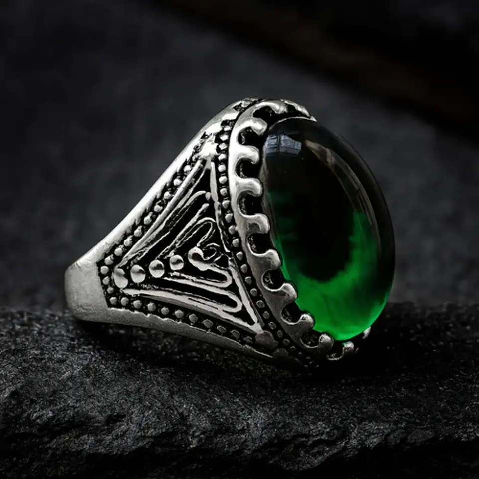 Anillo Gótico Hombre Mujer Con Ojo Del Mal Rock Color Plata 25