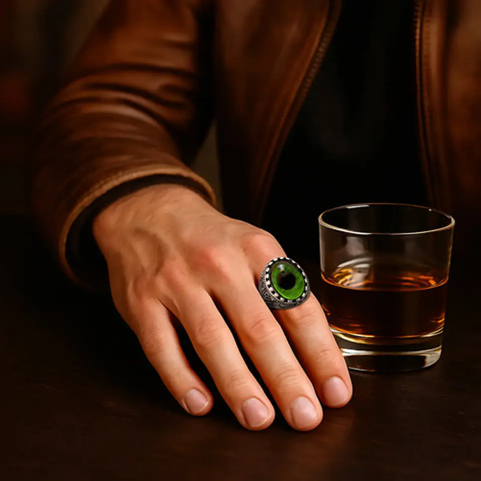 Anillo Gótico Hombre Mujer Con Ojo Del Mal Rock Color Plata 29