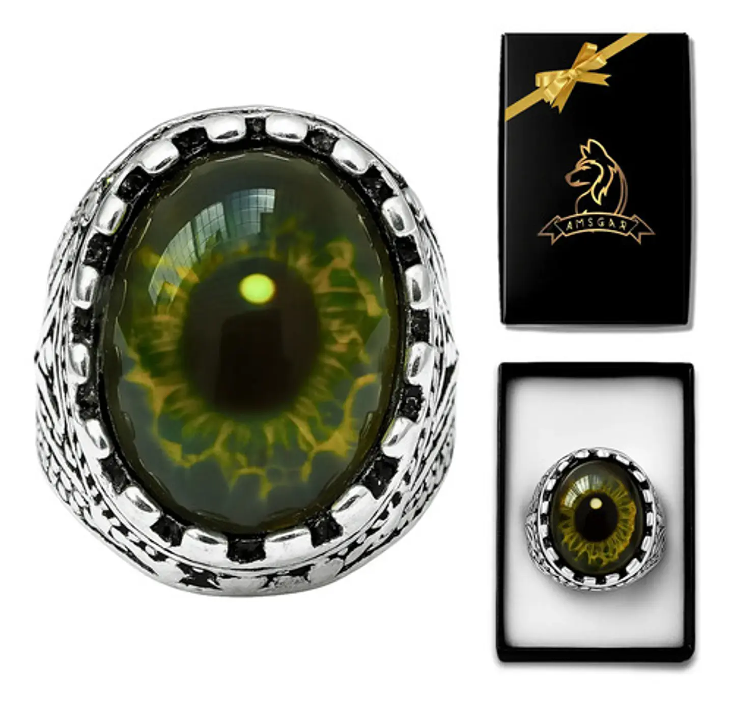 Anillo Gótico Hombre Mujer Con Ojo Del Mal Rock Color Plata 31
