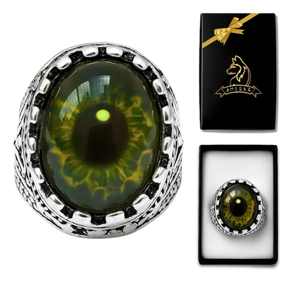 Anillo Gótico Hombre Mujer Con Ojo Del Mal Rock Color Plata 31