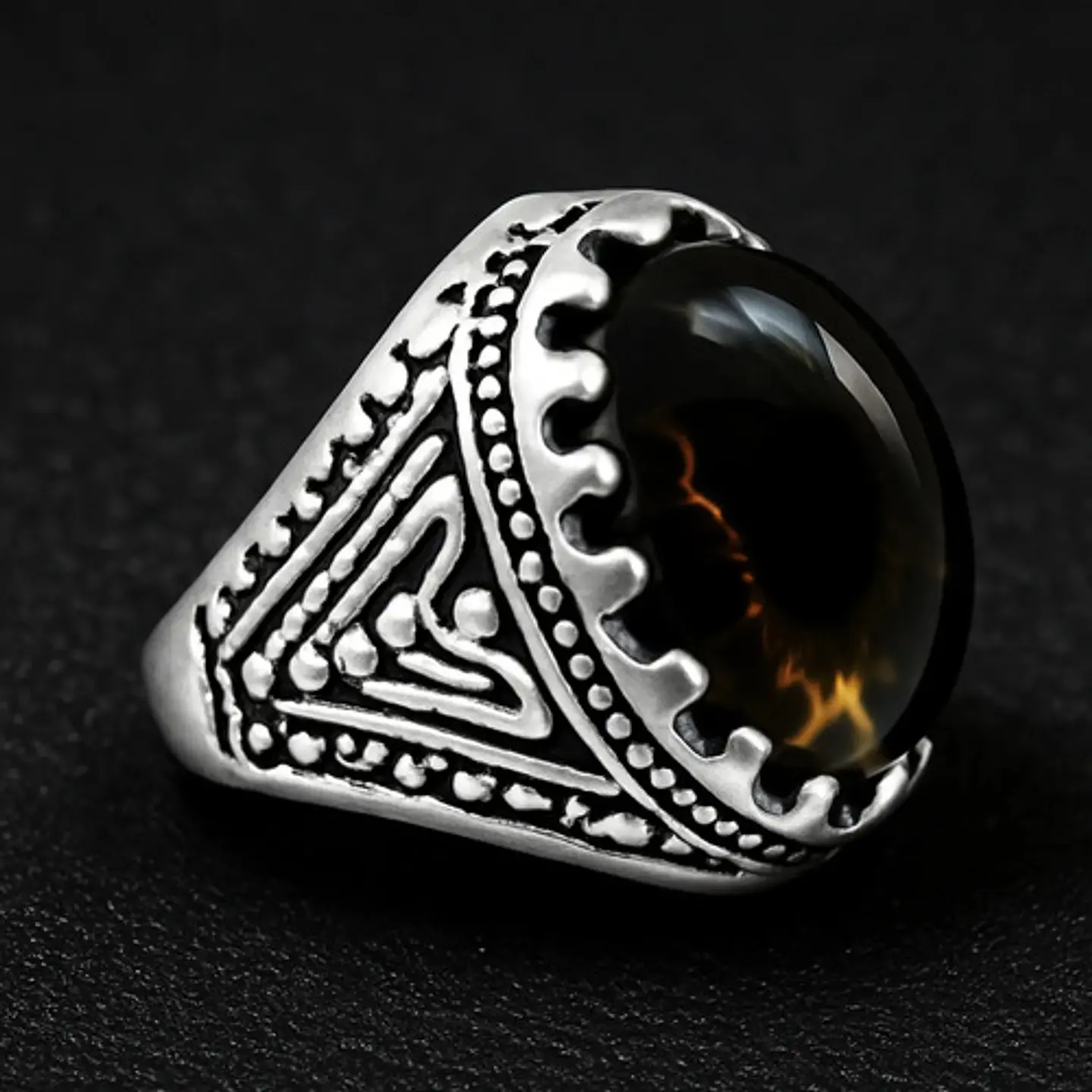 Anillo Gótico Hombre Mujer Con Ojo Del Mal Rock Color Plata 38