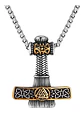 Collar Vikingo Valknut Thor Martillo Color Oro Acero Hombre - Miniatura 1