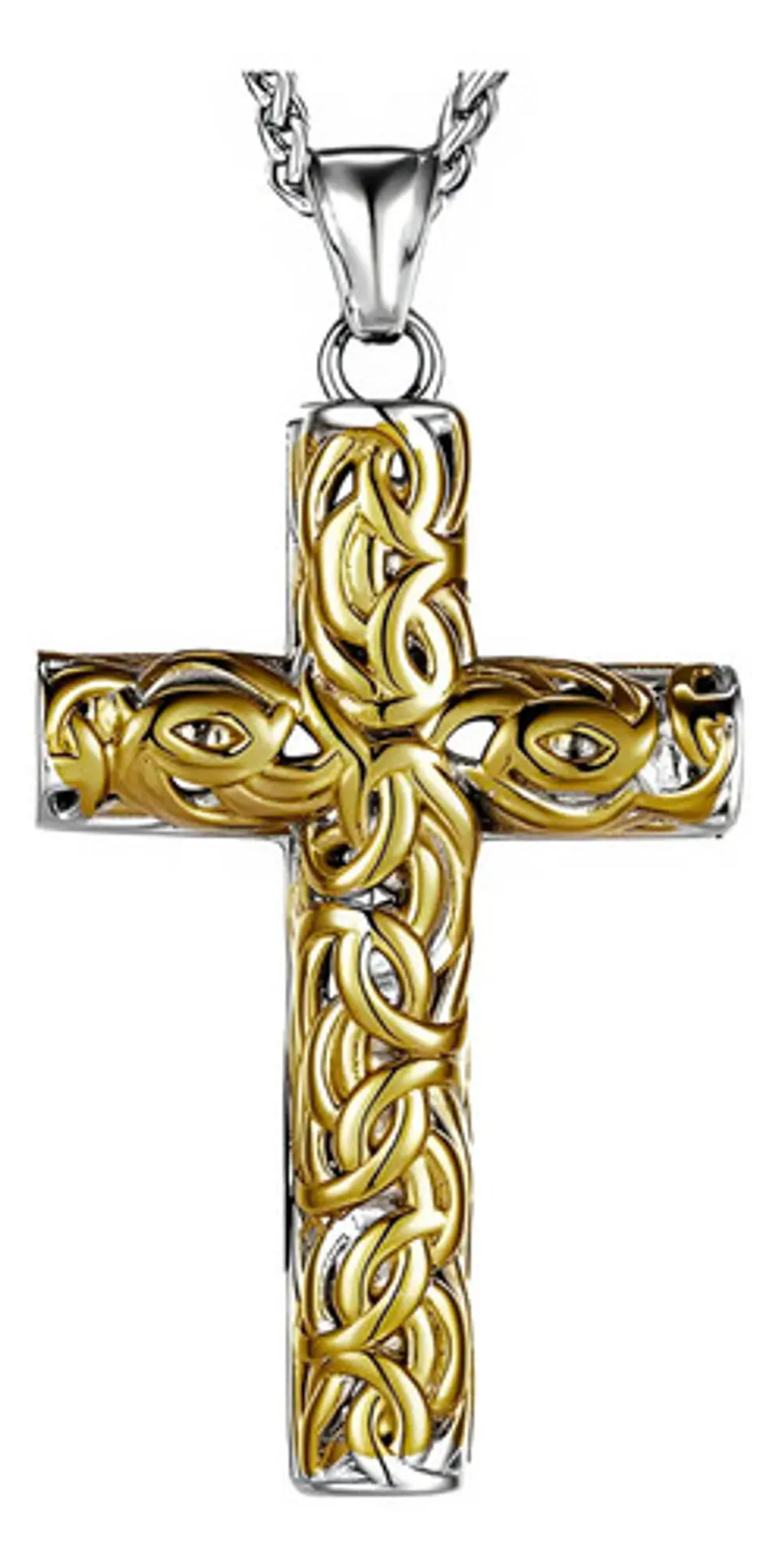 Collar Vikingo Cruz Nudo Color Plata Nórdico De Acero Hombre 1