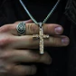 Collar Vikingo Cruz Nudo Color Plata Nórdico De Acero Hombre - Miniatura 6
