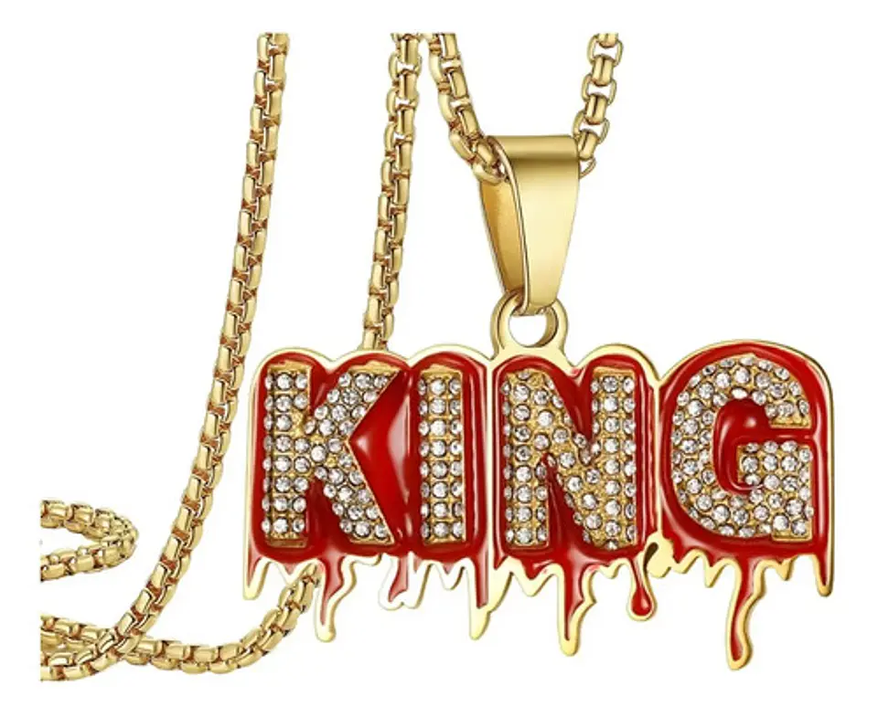 Collar Urbano Hip Hop King Rey Bling Bling Color Oro Hombre 1