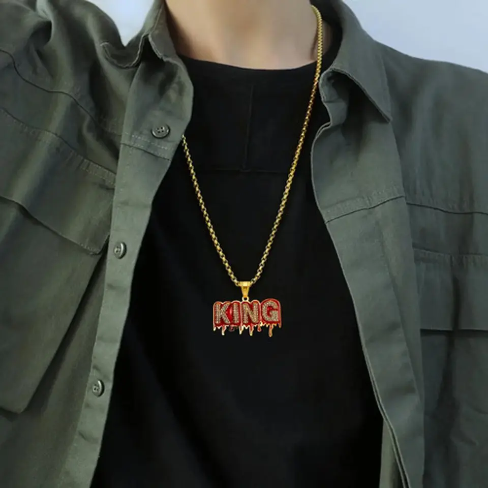 Collar Urbano Hip Hop King Rey Bling Bling Color Oro Hombre 3