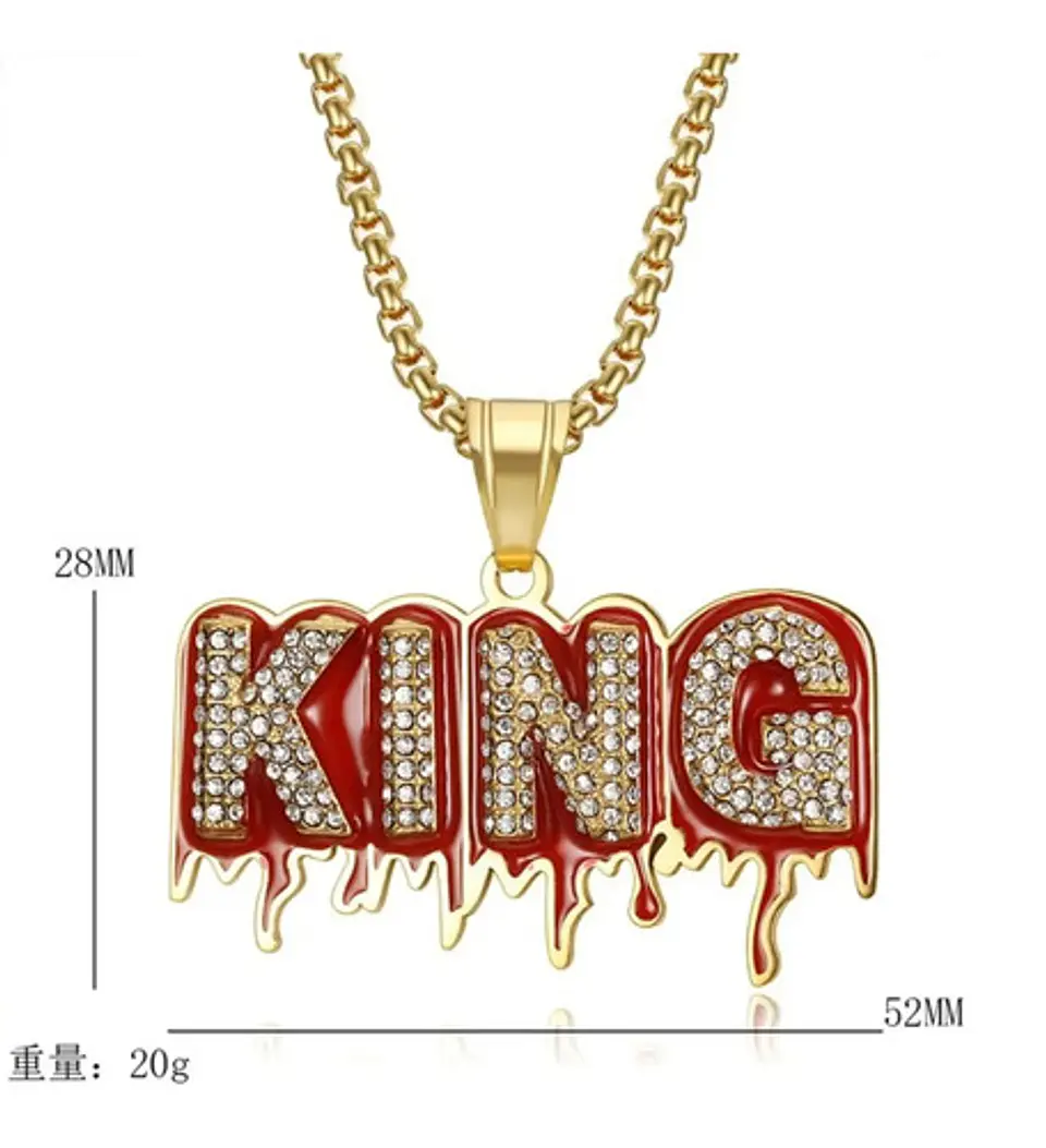 Collar Urbano Hip Hop King Rey Bling Bling Color Oro Hombre 4