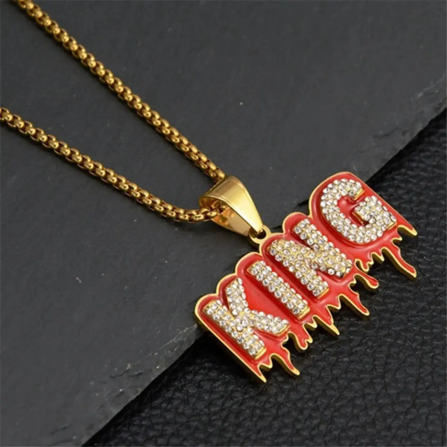 Collar Urbano Hip Hop King Rey Bling Bling Color Oro Hombre 6