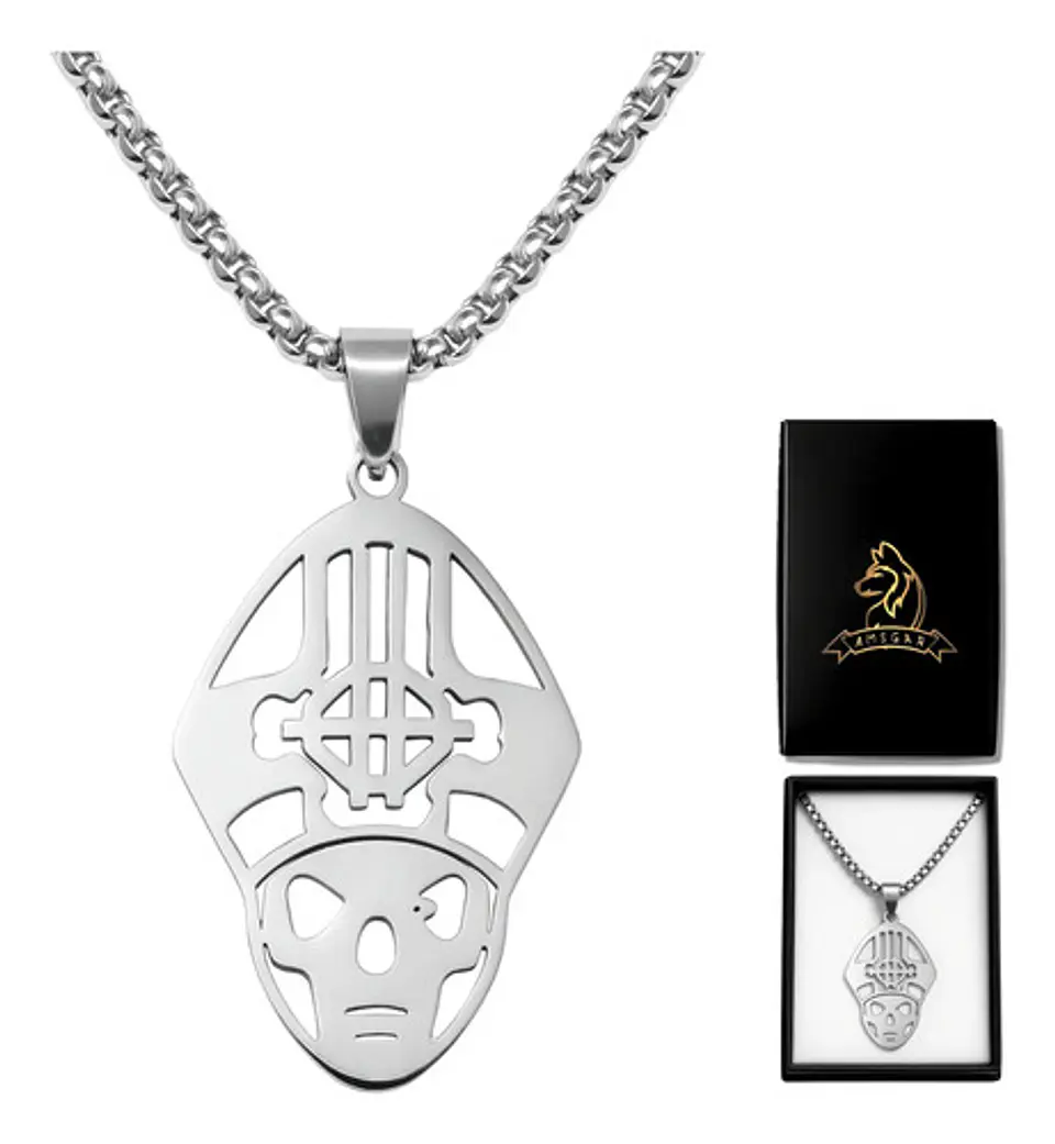 Collar Para Hombre Mujer Dije Papa Emeritus Ghost Rock Acero 1