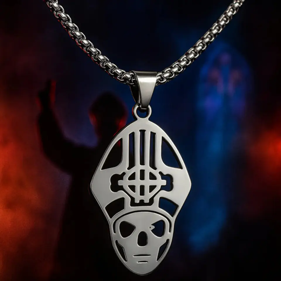 Collar Para Hombre Mujer Dije Papa Emeritus Ghost Rock Acero 6