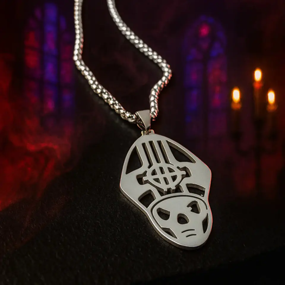 Collar Para Hombre Mujer Dije Papa Emeritus Ghost Rock Acero 10