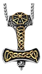 Collar Vikingo Thor Amuleto Nudo Color Oro Acero Para Hombre - Miniatura 1