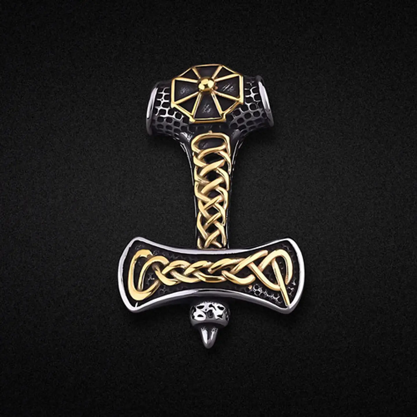 Collar Vikingo Thor Amuleto Nudo Color Oro Acero Para Hombre 7