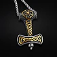 Collar Vikingo Thor Amuleto Nudo Color Oro Acero Para Hombre - Miniatura 8