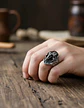 Anillo Acero Vikingo Color Plata Cuervo Nórdico Odin Hombre - Miniatura 2