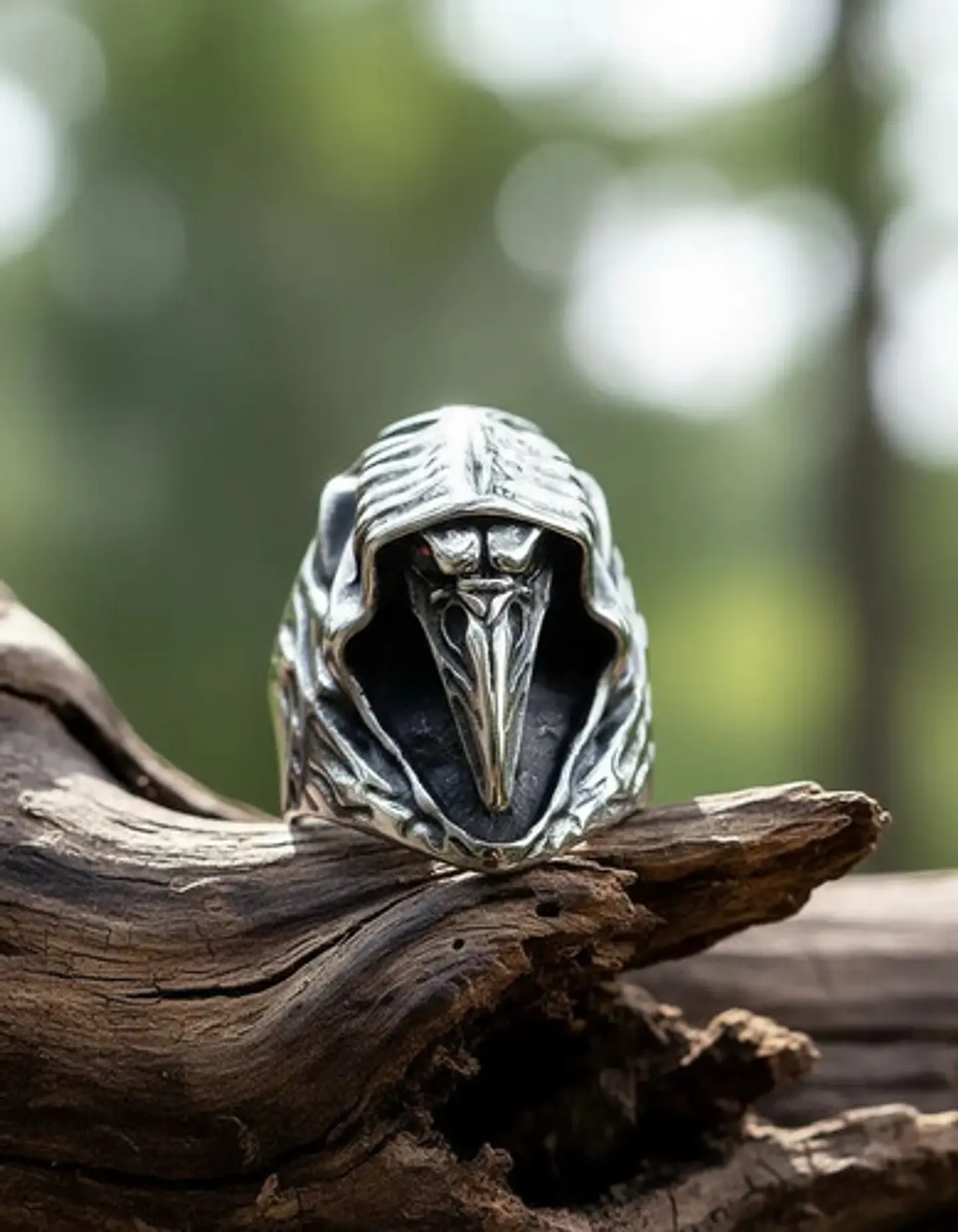 Anillo Acero Vikingo Color Plata Cuervo Nórdico Odin Hombre 4