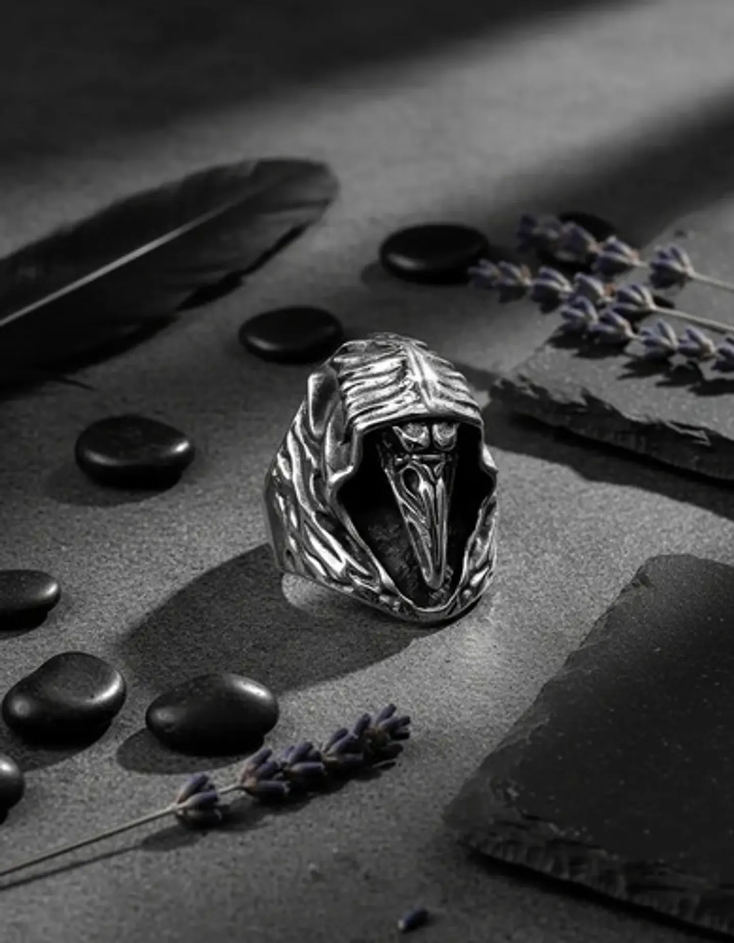 Anillo Acero Vikingo Color Plata Cuervo Nórdico Odin Hombre 5