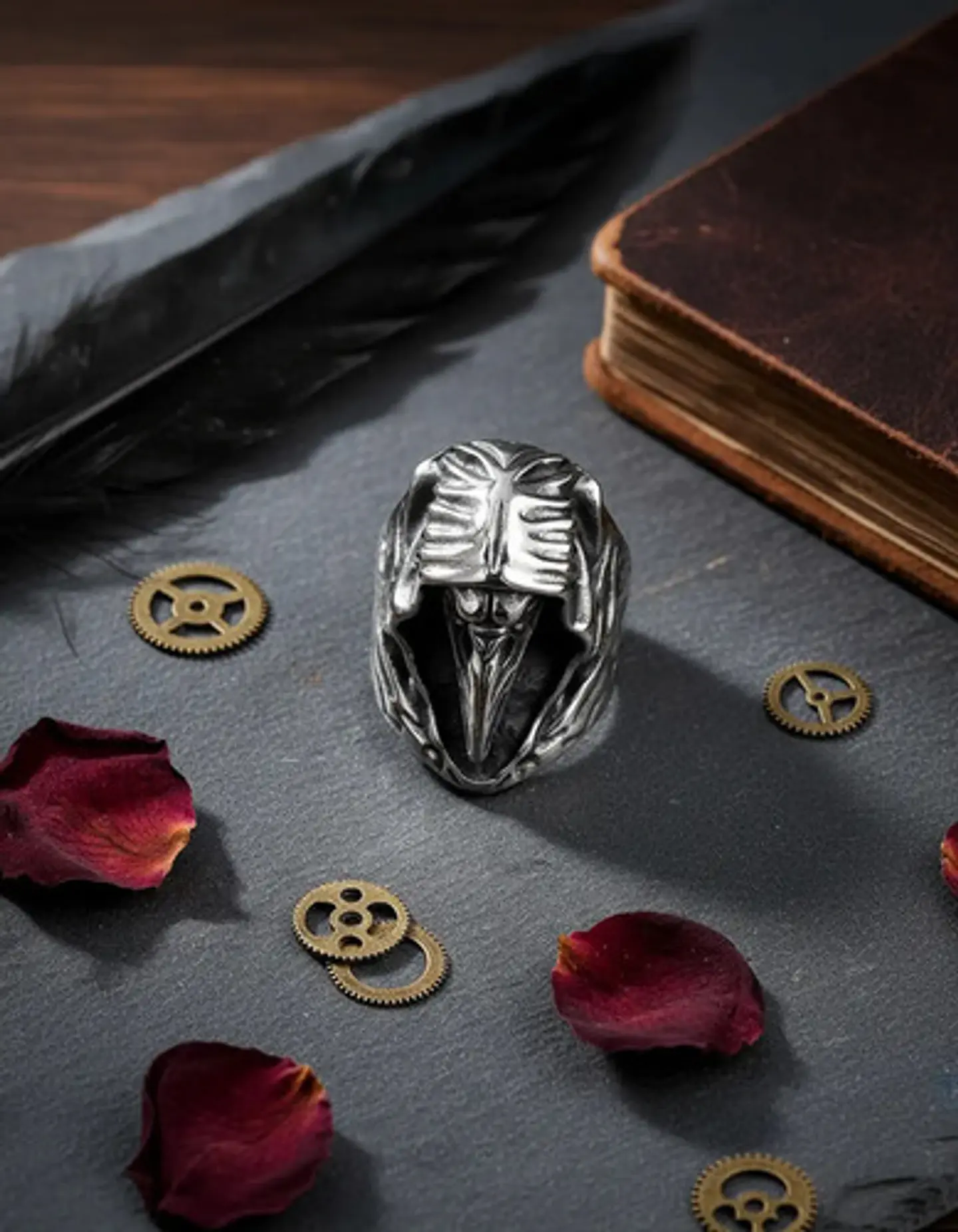 Anillo Acero Vikingo Color Plata Cuervo Nórdico Odin Hombre 7