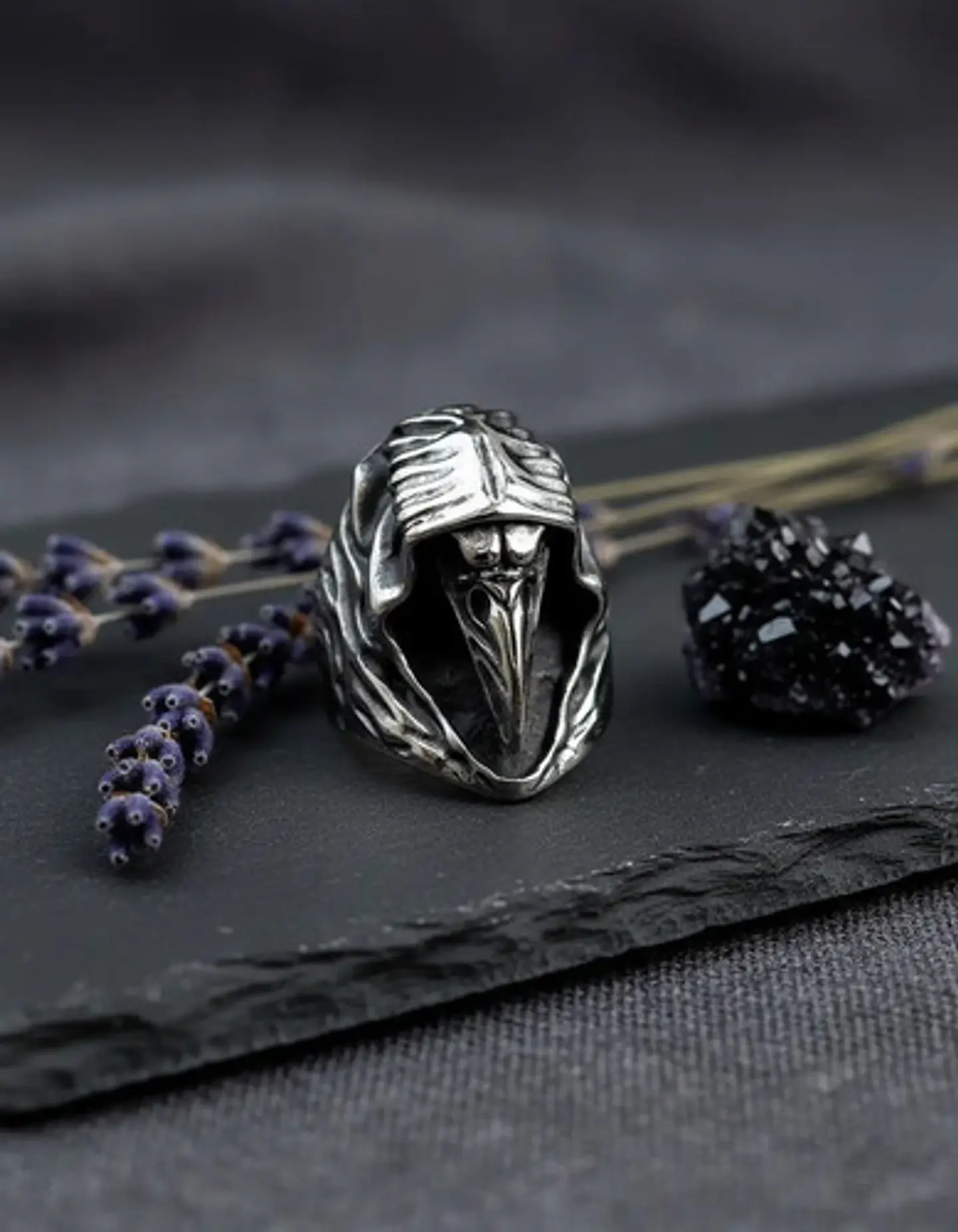 Anillo Acero Vikingo Color Plata Cuervo Nórdico Odin Hombre 10