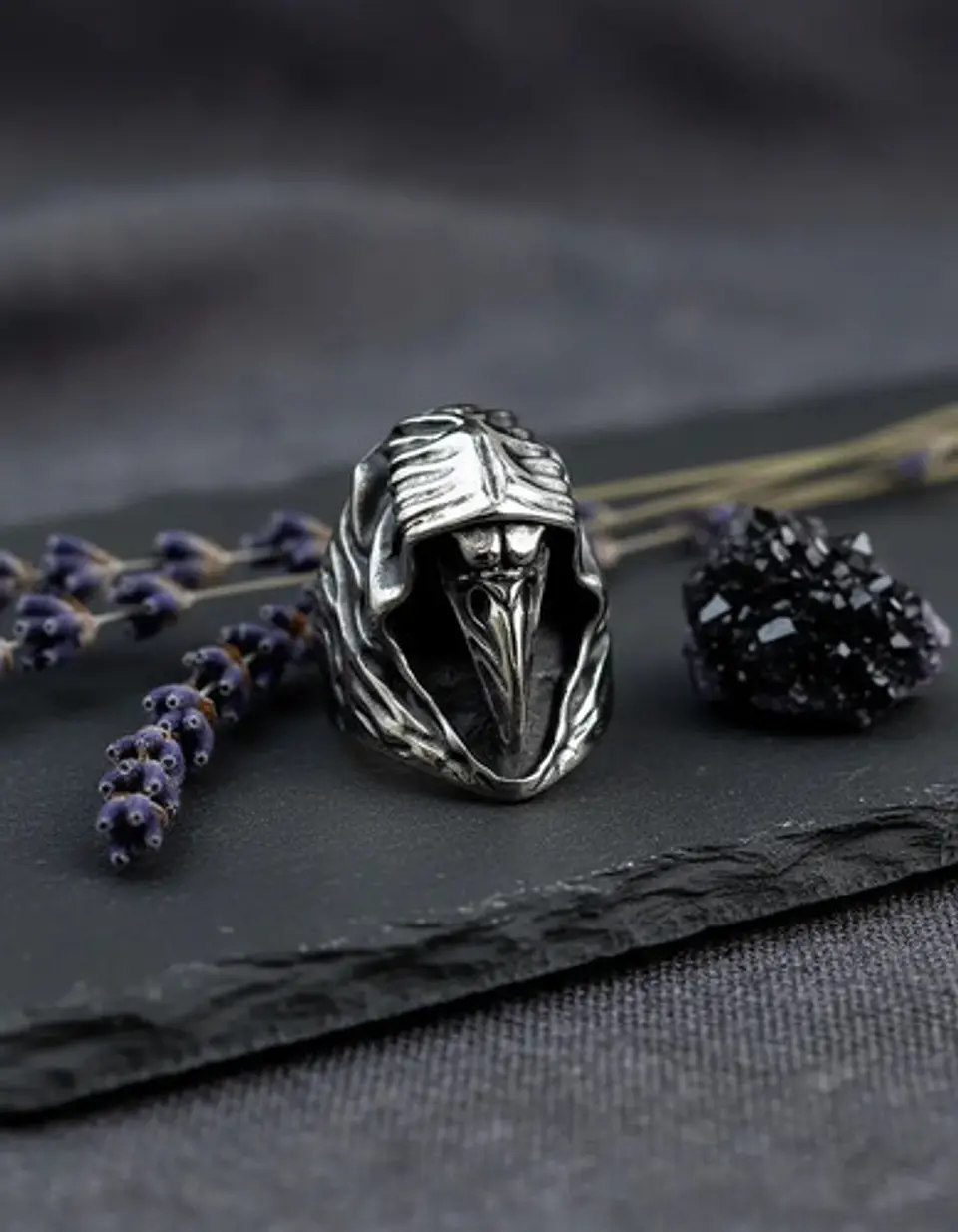Anillo Acero Vikingo Color Plata Cuervo Nórdico Odin Hombre 10