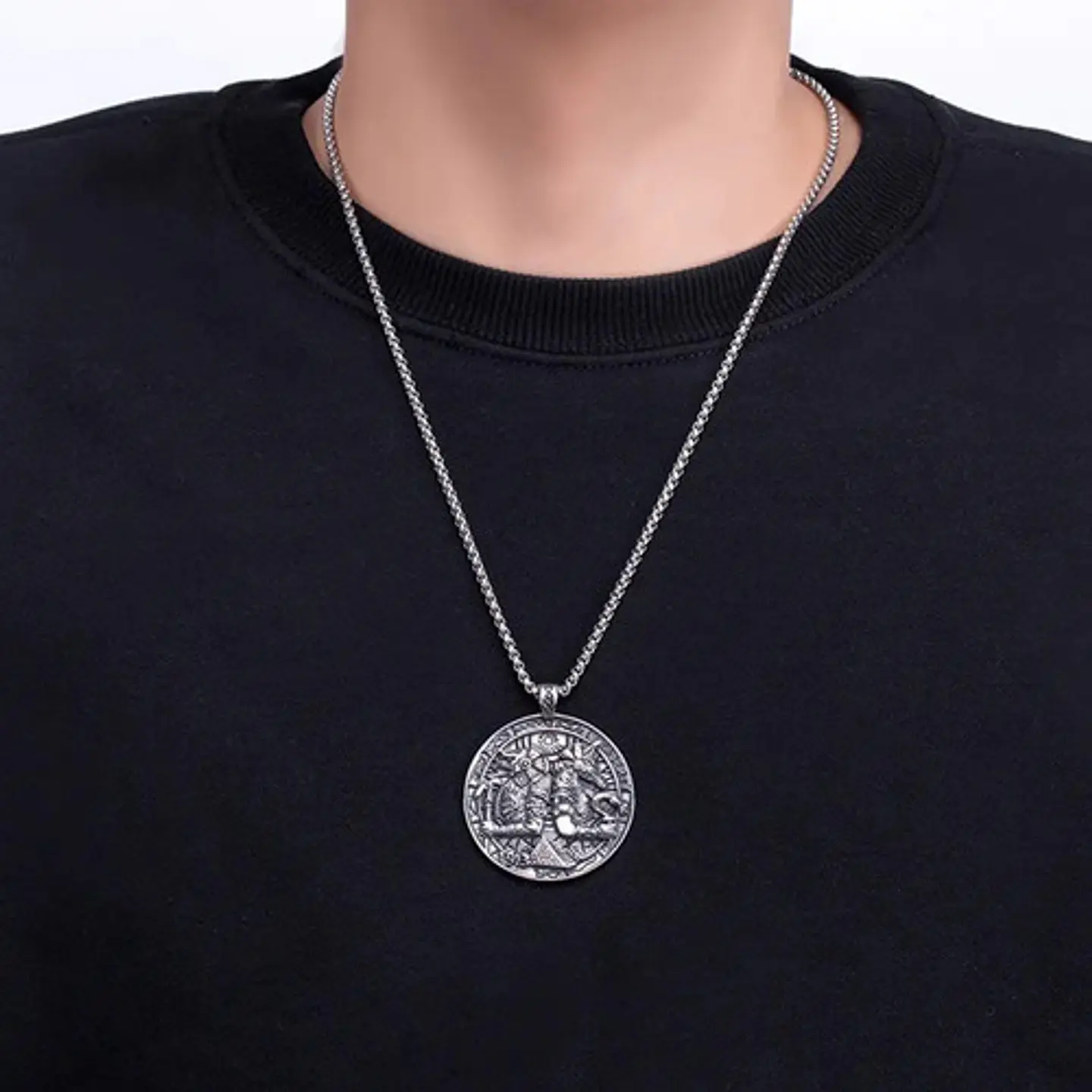 Collar Dije Egipcio Anubis Egipto Acero Color Plata Hombre 4