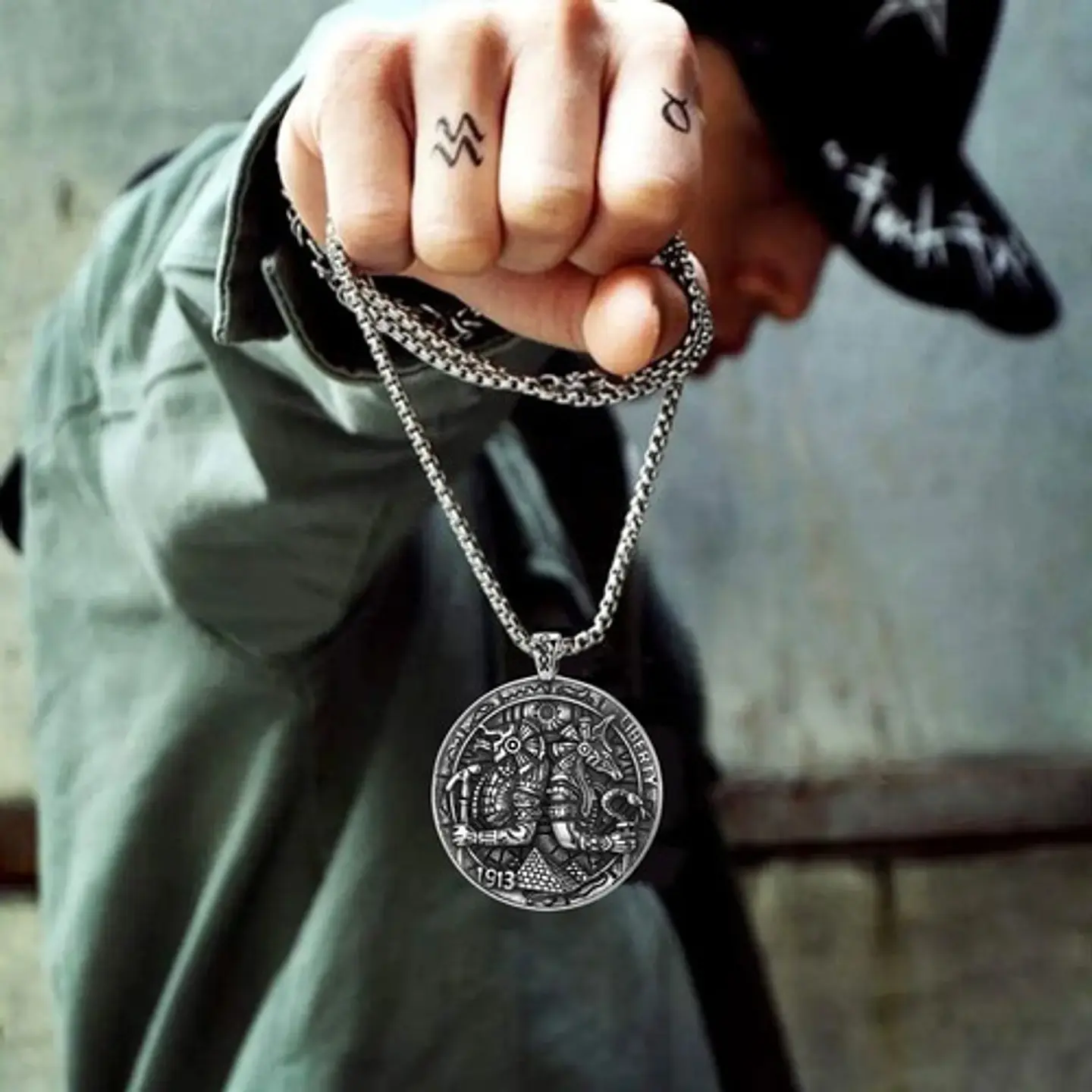 Collar Dije Egipcio Anubis Egipto Acero Color Plata Hombre 10