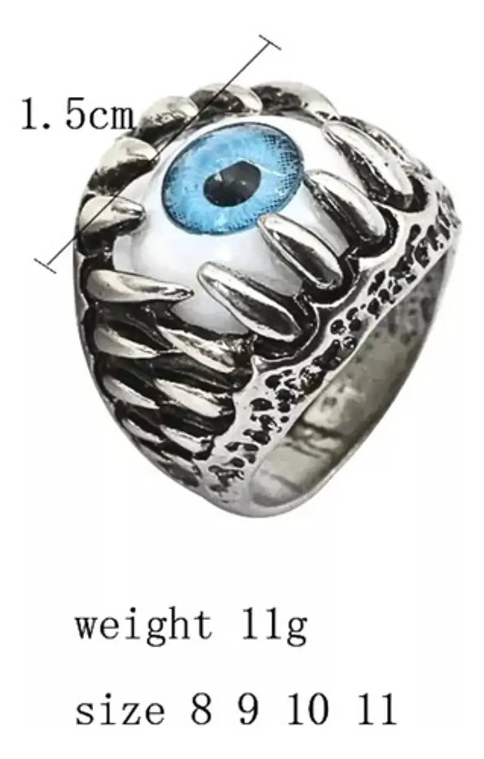 Anillo Argolla Gótico Calavera Dientes Mandíbula Ojo Hombre 2