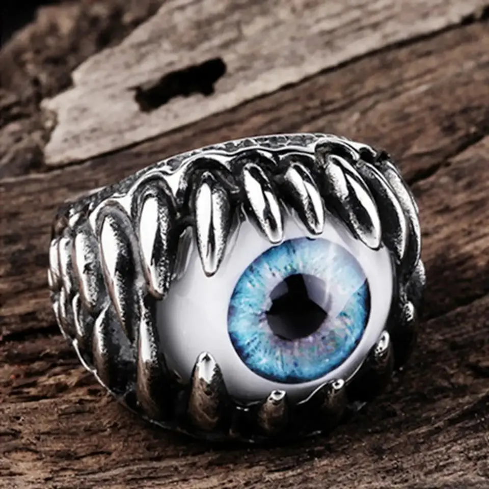 Anillo Argolla Gótico Calavera Dientes Mandíbula Ojo Hombre 4