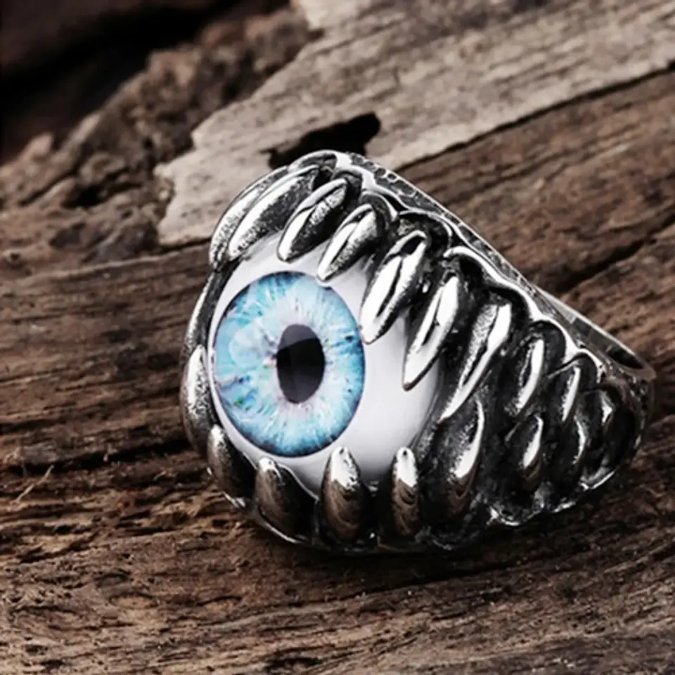 Anillo Argolla Gótico Calavera Dientes Mandíbula Ojo Hombre 5