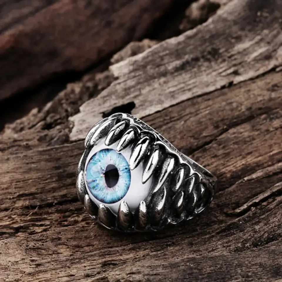 Anillo Argolla Gótico Calavera Dientes Mandíbula Ojo Hombre 6