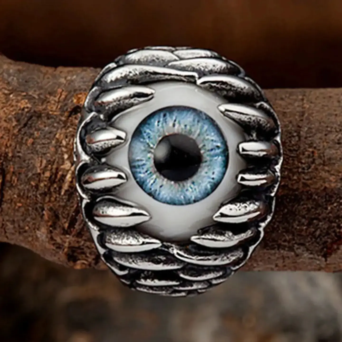 Anillo Argolla Gótico Calavera Dientes Mandíbula Ojo Hombre 8
