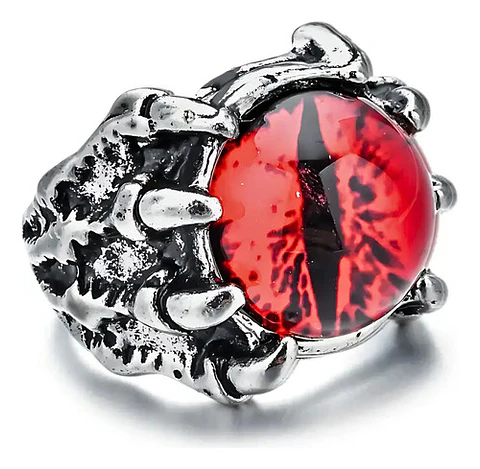 Anillo Ojo Del Mal Dragón Color Plata Gótico Hombre Y Mujer