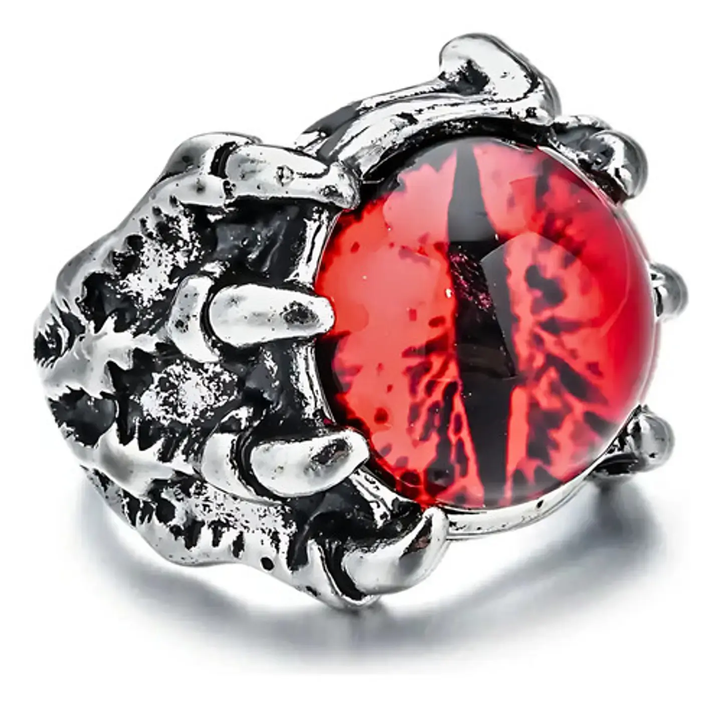Anillo Ojo Del Mal Dragón Color Plata Gótico Hombre Y Mujer 1