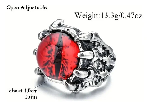 Anillo Ojo Del Mal Dragón Color Plata Gótico Hombre Y Mujer
