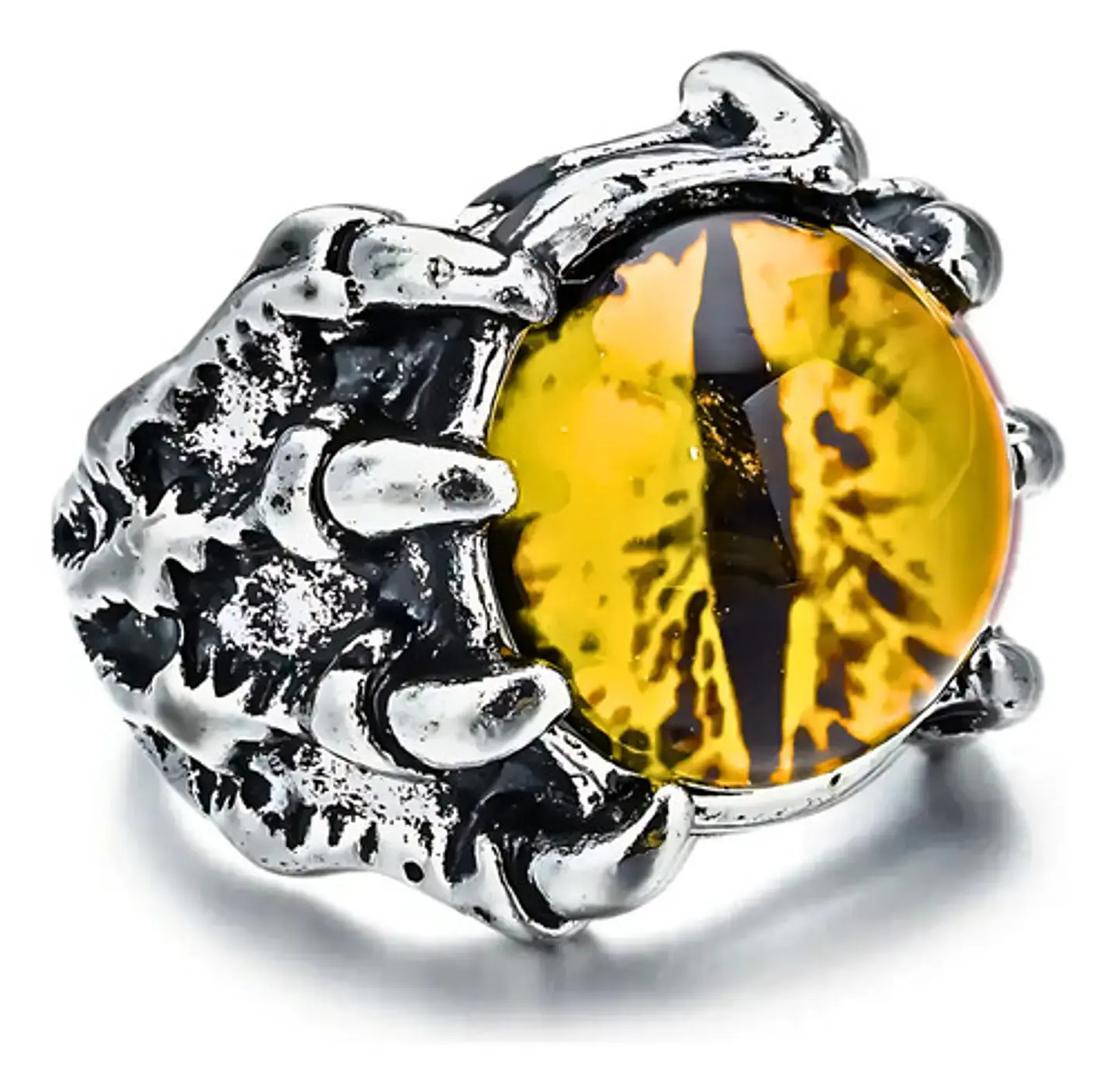 Anillo Ojo Del Mal Dragón Color Plata Gótico Hombre Y Mujer 11