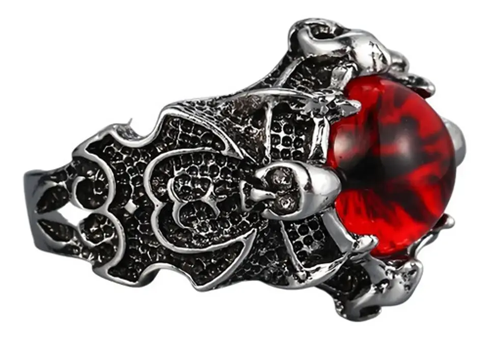 Anillo Ojo Del Mal Dragón Color Plata Gótico Hombre Y Mujer 15