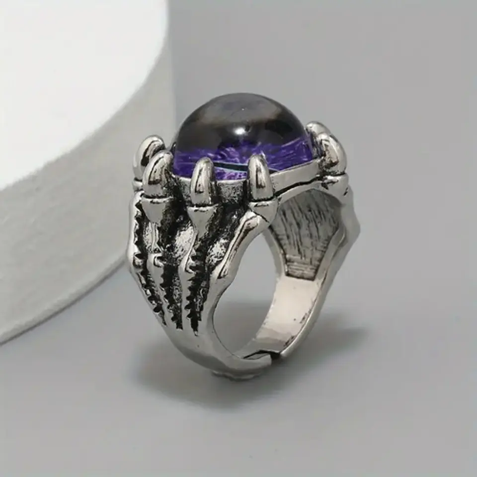 Anillo Ojo Del Mal Dragón Color Plata Gótico Hombre Y Mujer 25