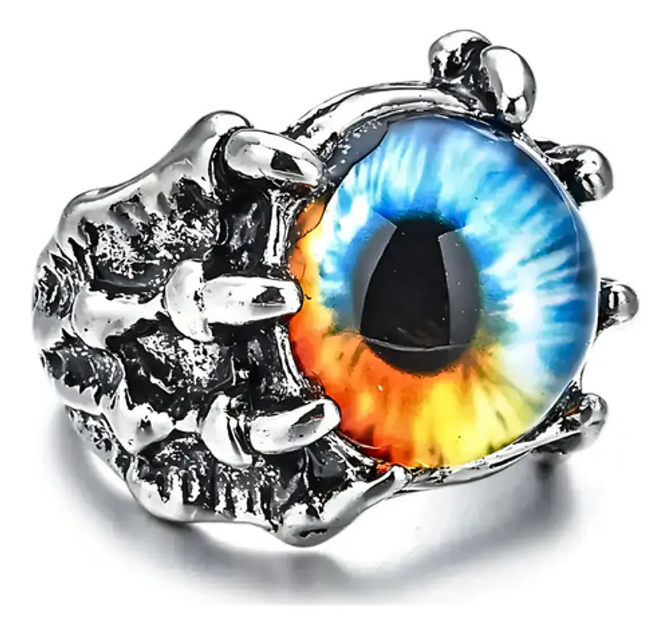 Anillo Ojo Del Mal Dragón Color Plata Gótico Hombre Y Mujer 29