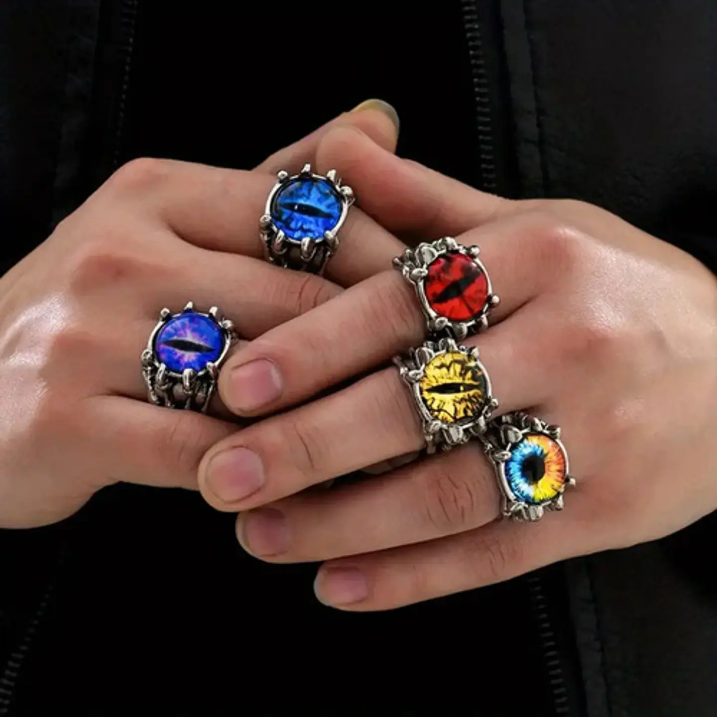 Anillo Ojo Del Mal Dragón Color Plata Gótico Hombre Y Mujer 33