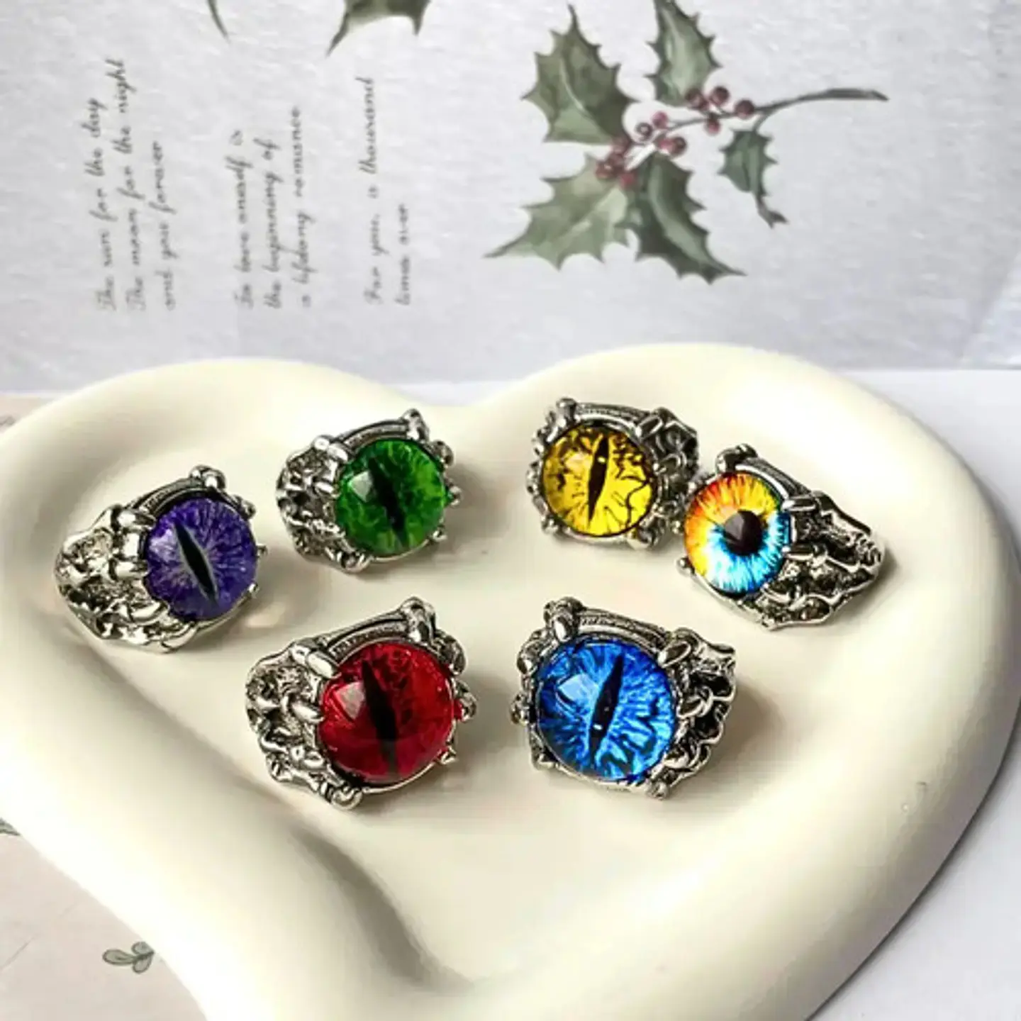 Anillo Ojo Del Mal Dragón Color Plata Gótico Hombre Y Mujer 35