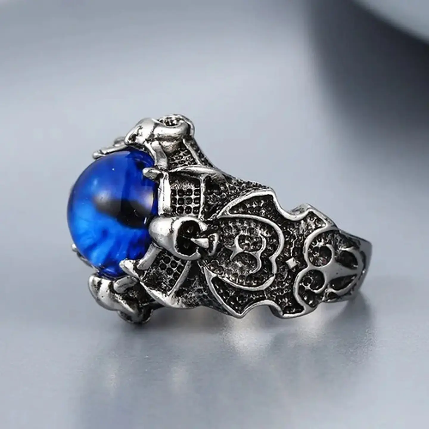 Anillo Ojo Del Mal Dragón Color Plata Gótico Hombre Y Mujer 43