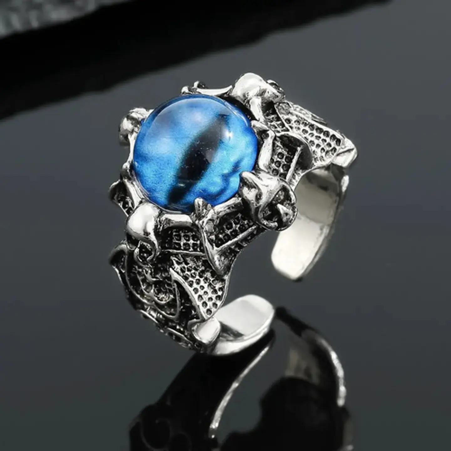 Anillo Ojo Del Mal Dragón Color Plata Gótico Hombre Y Mujer 44