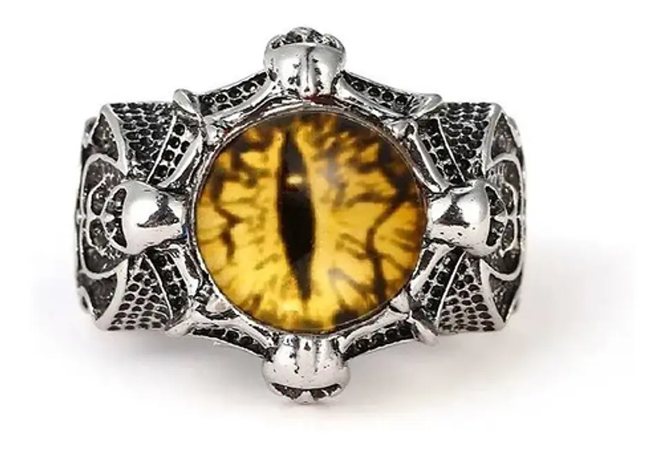 Anillo Ojo Del Mal Dragón Color Plata Gótico Hombre Y Mujer 46