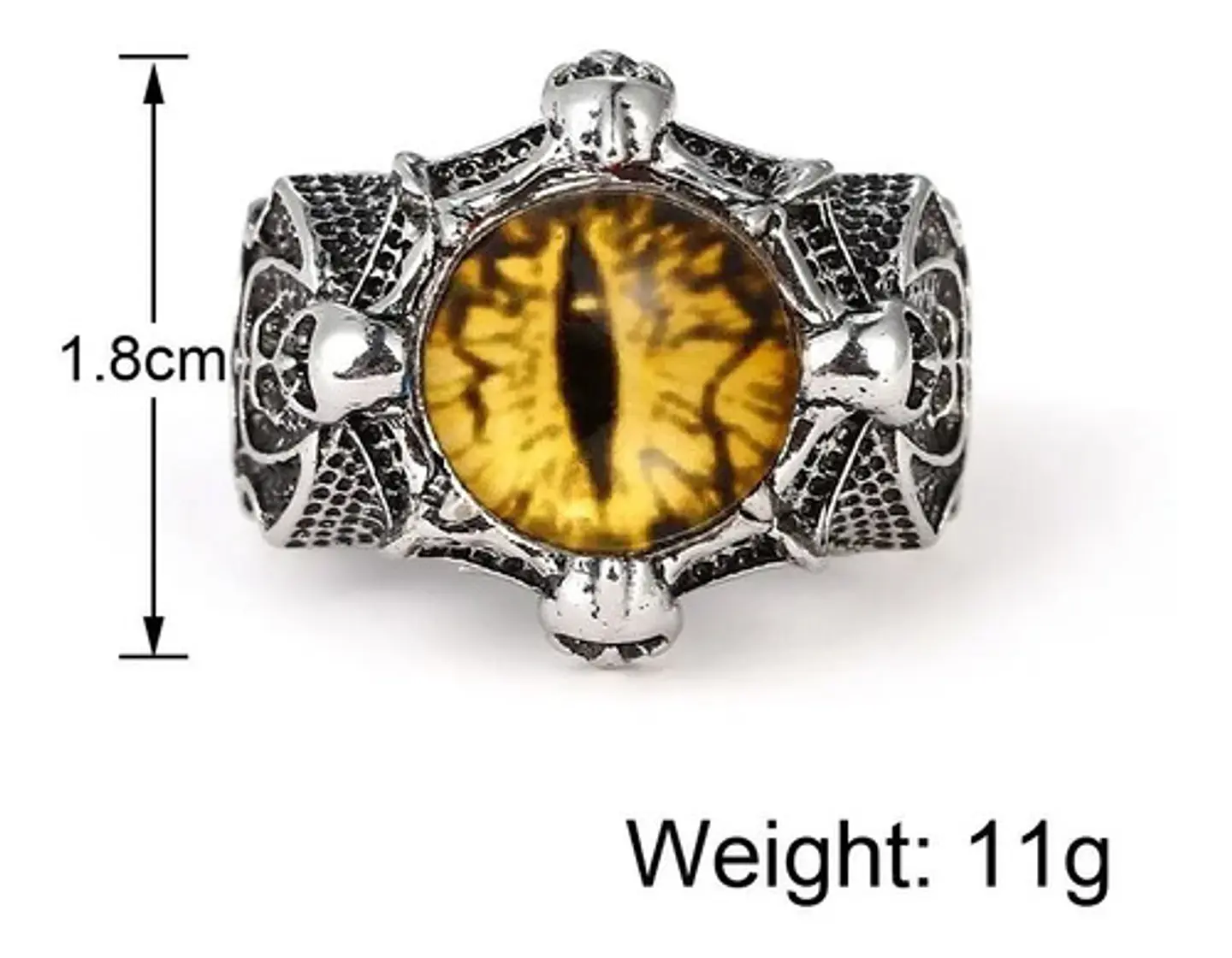 Anillo Ojo Del Mal Dragón Color Plata Gótico Hombre Y Mujer 47