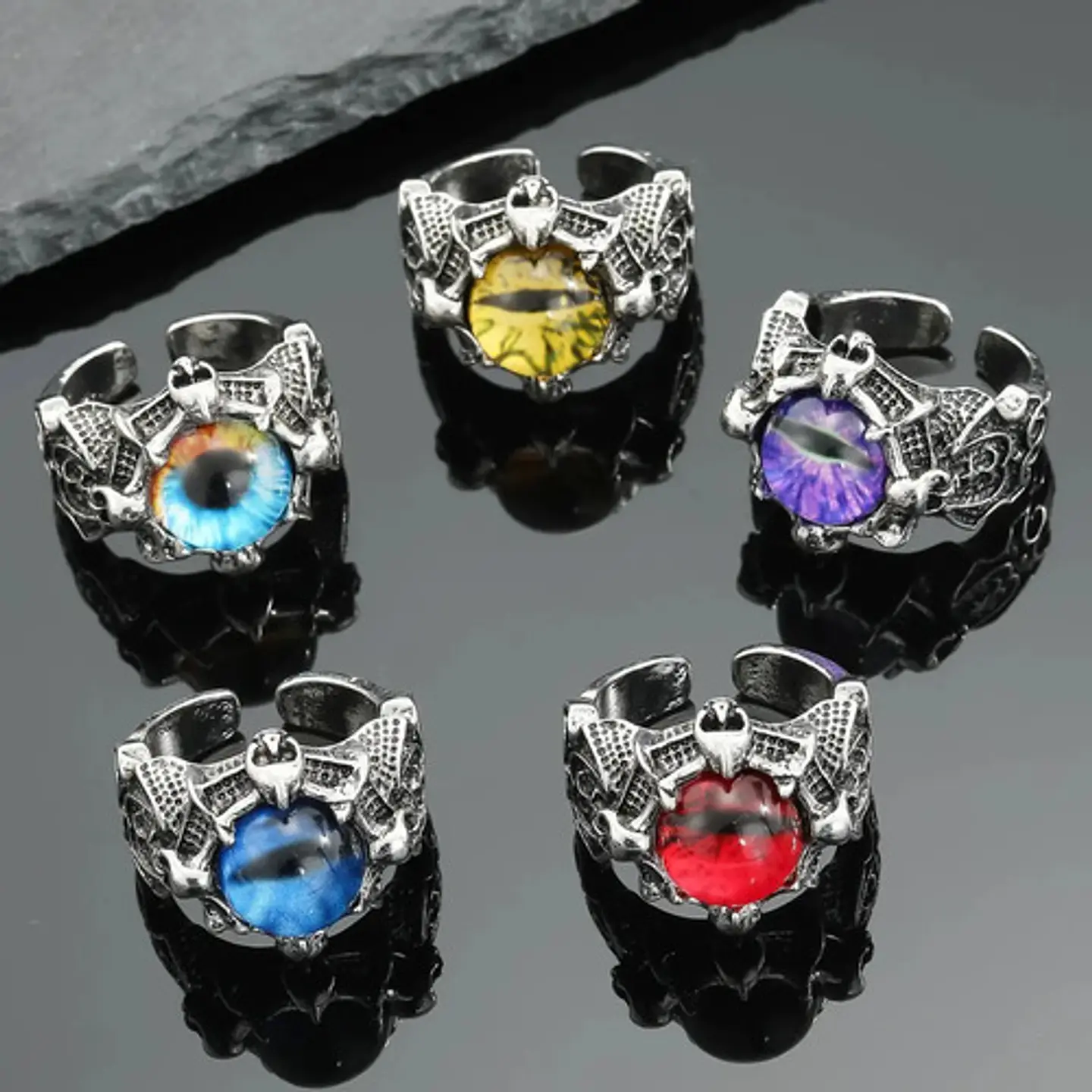 Anillo Ojo Del Mal Dragón Color Plata Gótico Hombre Y Mujer 49